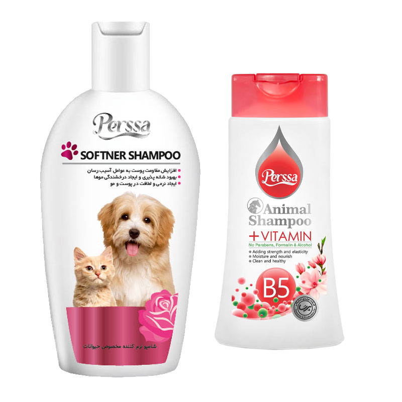 شامپو ویتامینه و نرم کننده سگ و گربه پرسا مدل Pack وزن 750 گرم بسته 2 عددی